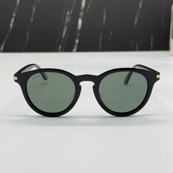NEW CARTIER SUNGLASSES, ROUND BLACK GREEN EYEWEAR CARTIER CT0010S 004 - Picture 4 of 12